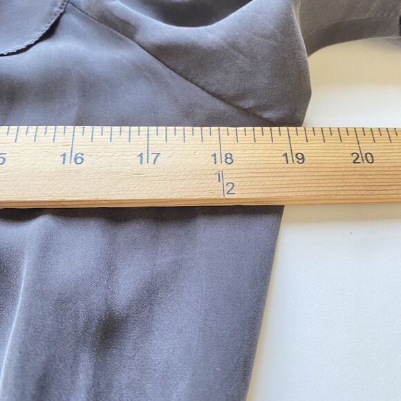 Rebecca Taylor Dress Size 6 Gray 100% Silk Scoop Neck Ruffle Mini - Picture 3 of 7